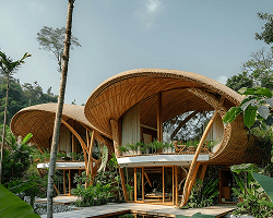 Close-up of bamboo home rooftop detail