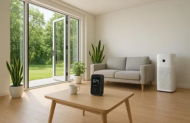 Air purification system in a living room