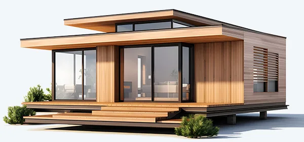 Modular home in natural bamboo finish
